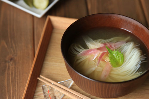 秋茗荷とそうめんのお味噌汁