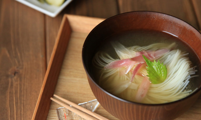 秋茗荷とそうめんのお味噌汁